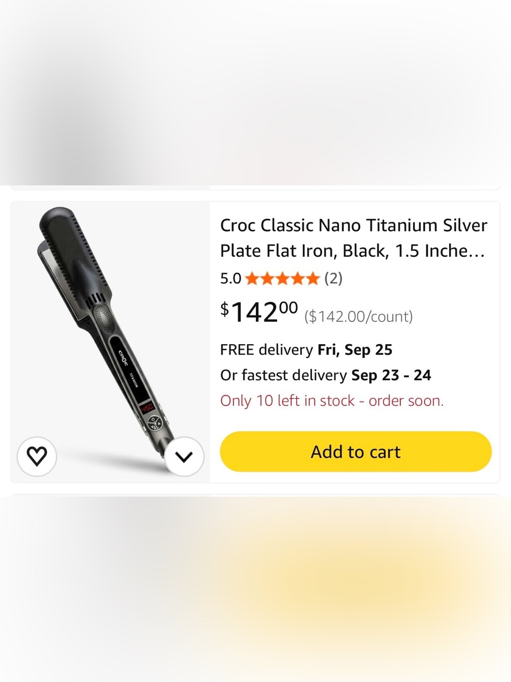 CROC Nano Titanium Flat Iron, 1.5”, up to 450°, LED display, Auto Shut Off